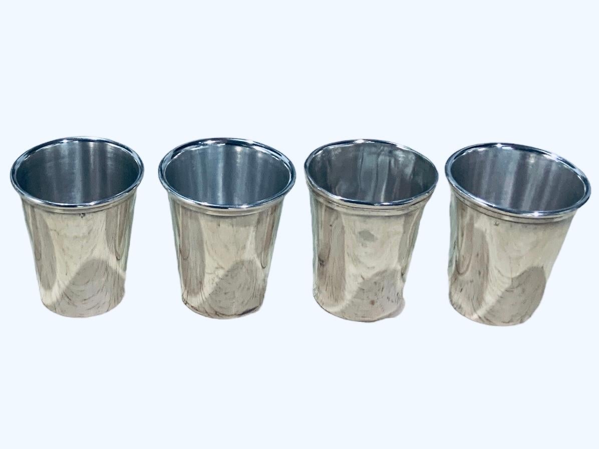 20th Century Spaniard Set Of Four Silver Shot Glasses For Sale
