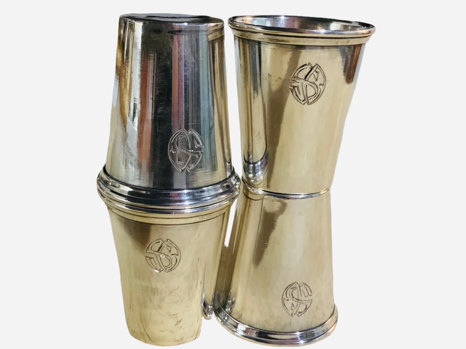 Spaniard Set Of Four Silver Shot Glasses For Sale 1