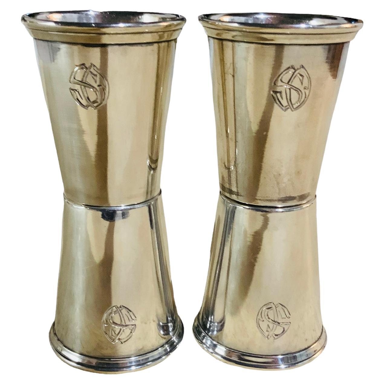 Spaniard Set Of Four Silver Shot Glasses For Sale