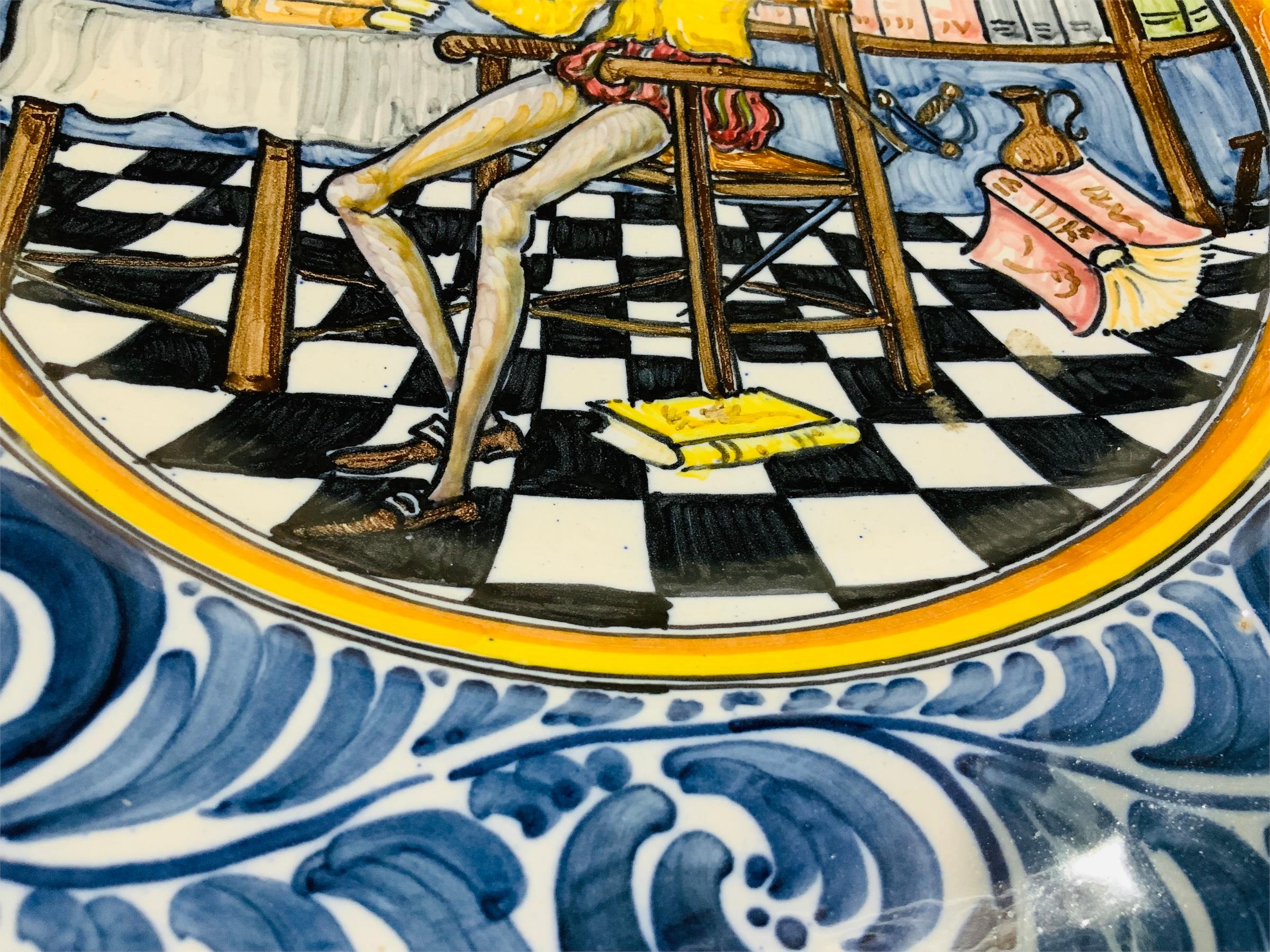 Spaniard Talavera Majolica Decorative Plate Of Don Quixote 5