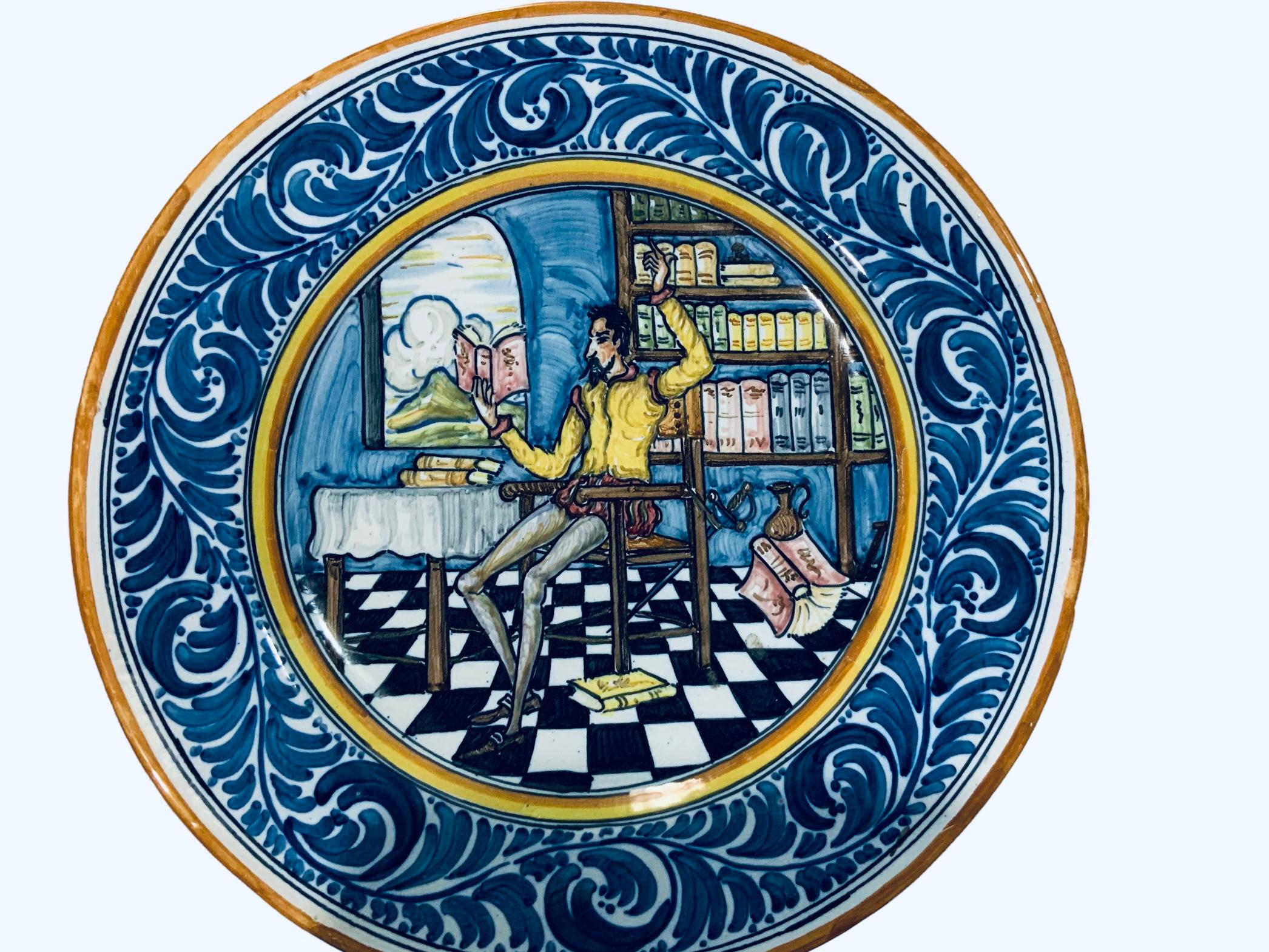 Spaniard Talavera Majolica Decorative Plate Of Don Quixote  For Sale 10