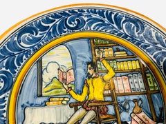 Piatto decorativo di Don Chisciotte in maiolica spagnola Talavera