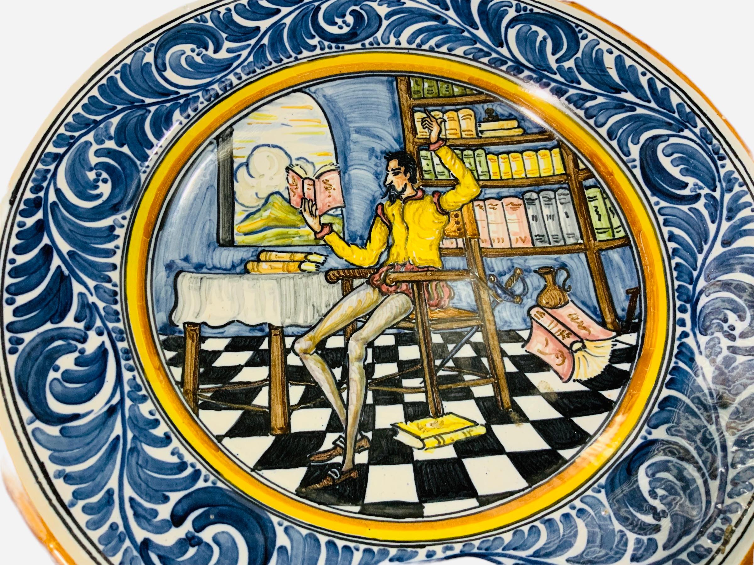 Clay Spaniard Talavera Majolica Decorative Plate Of Don Quixote