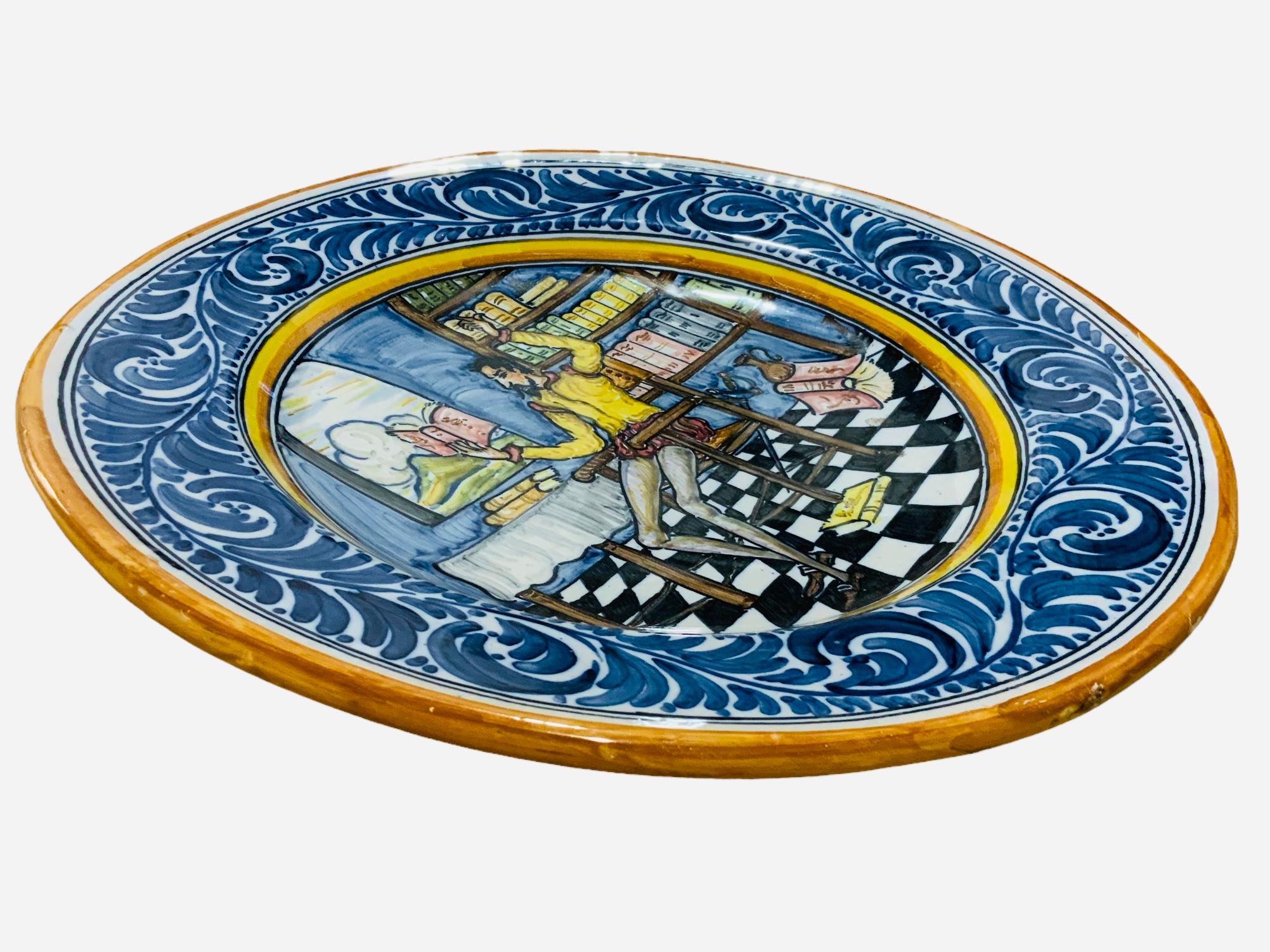 Spaniard Talavera Majolica Decorative Plate Of Don Quixote  For Sale 1