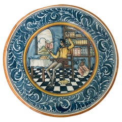 Spaniard Talavera Majolica Decorative Plate Of Don Quixote