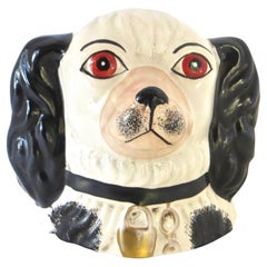 Antique Spaniel Bust Razor Blade Depository and Money Box Staffordshire English c 1910