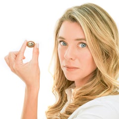 Spaniel Micro Mosaic Mounted on a Gold Vinaigrette, circa 1810s-1830s, France