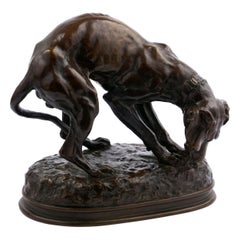 “Spaniel with his Catch” American Western Bronze Sculpture by Alexander Proctor