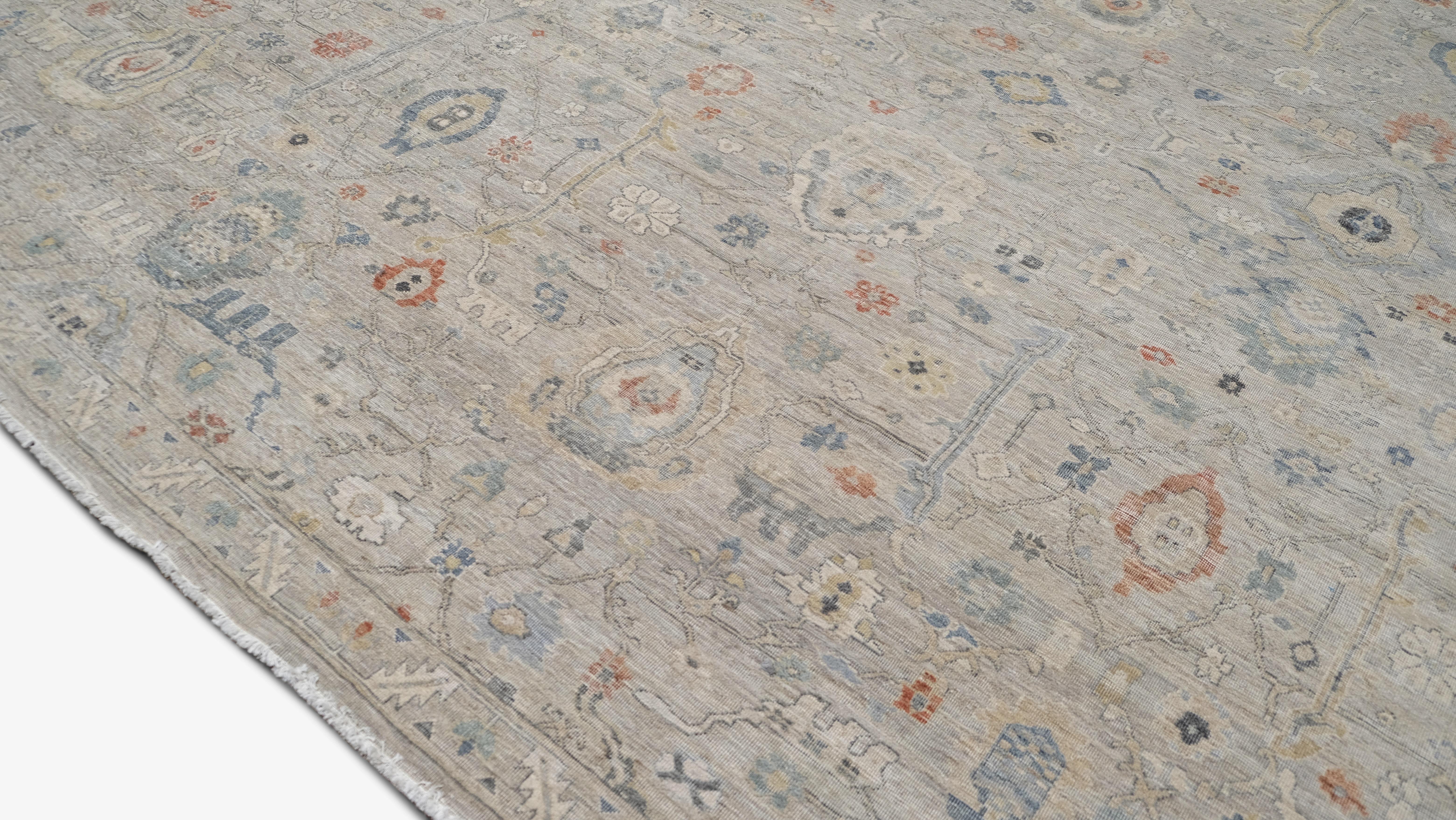 Spanifornia Distressed Sultanabad Taupe Wollteppich 8'10''x11'10'' (Indisch) im Angebot