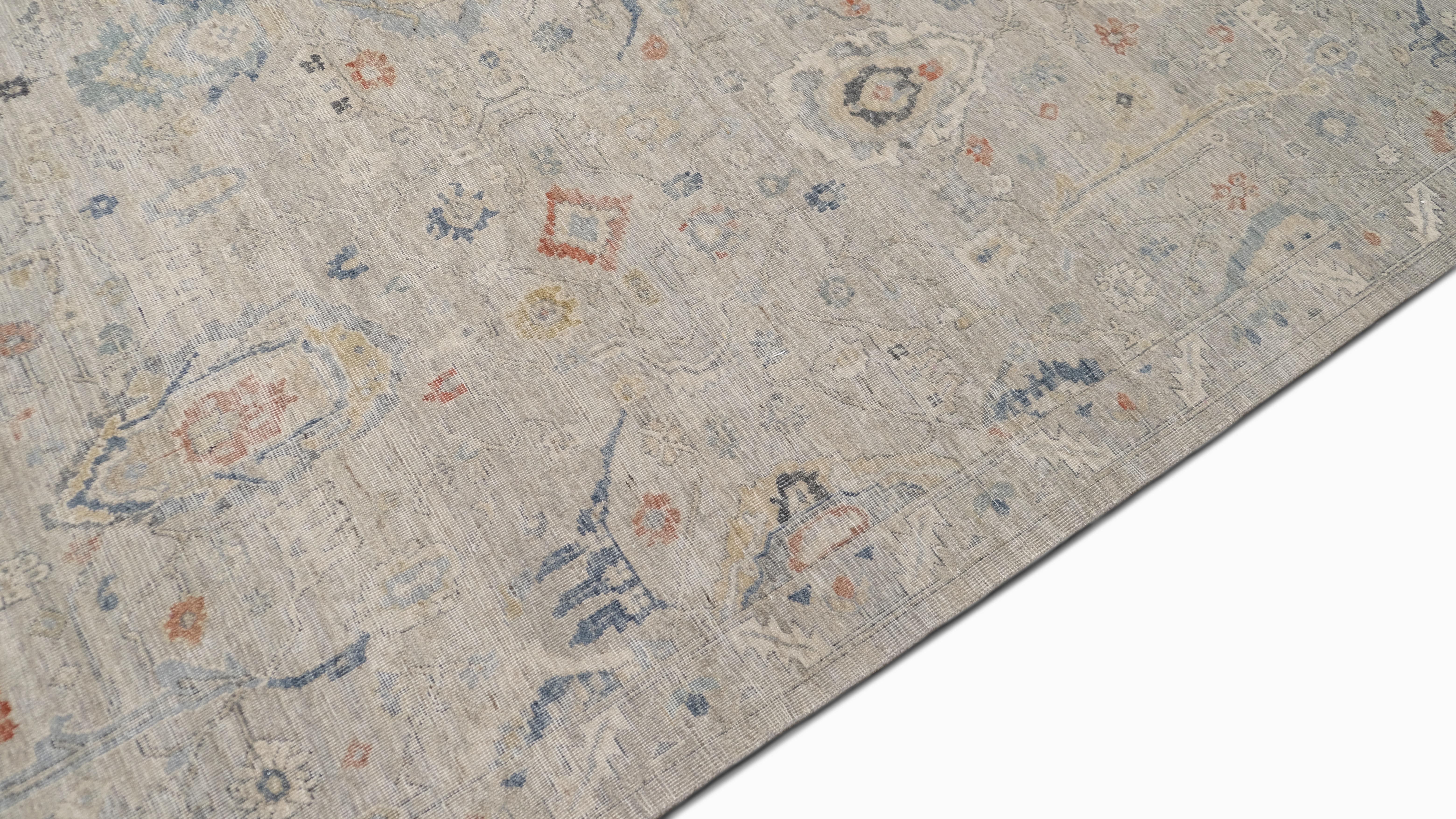 Spanifornia Distressed Sultanabad Taupe Wollteppich 8'10''x11'10'' (Handgeknüpft) im Angebot