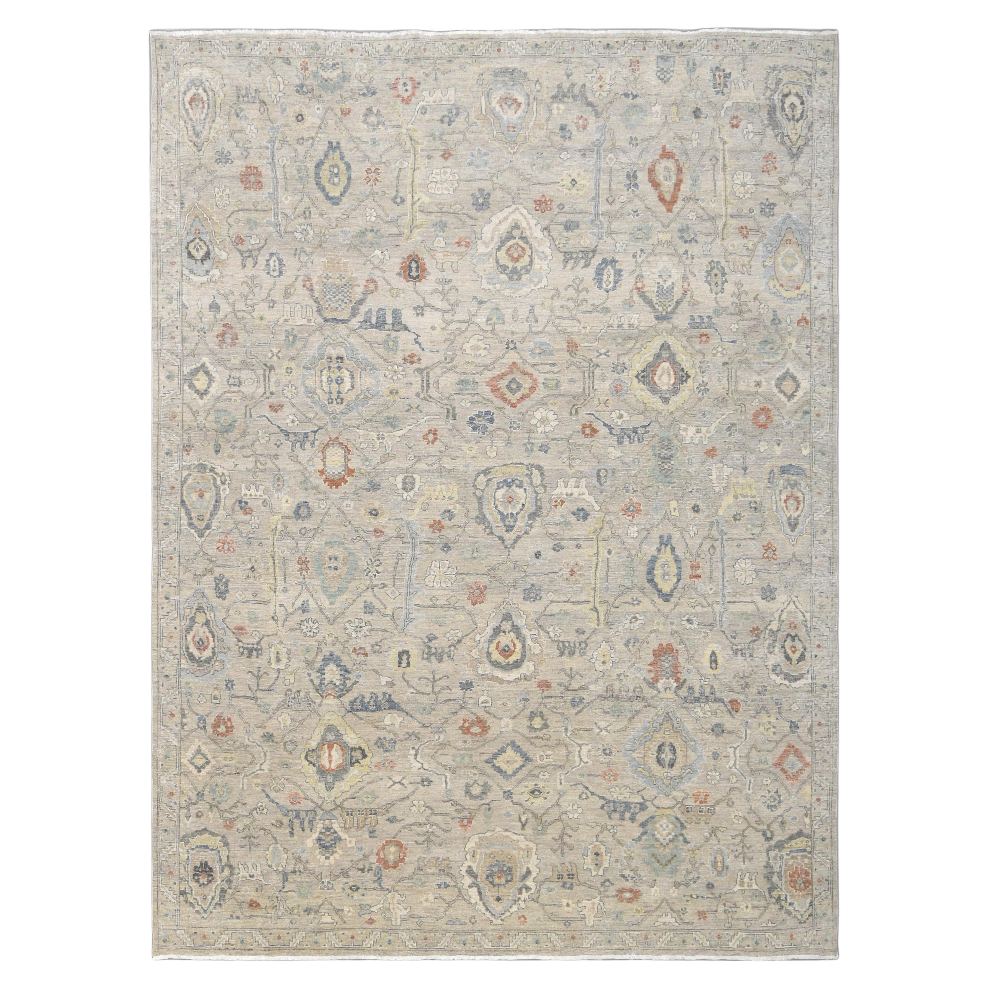 Spanifornia Distressed Sultanabad Taupe Wool Rug 8'10''x11'10''