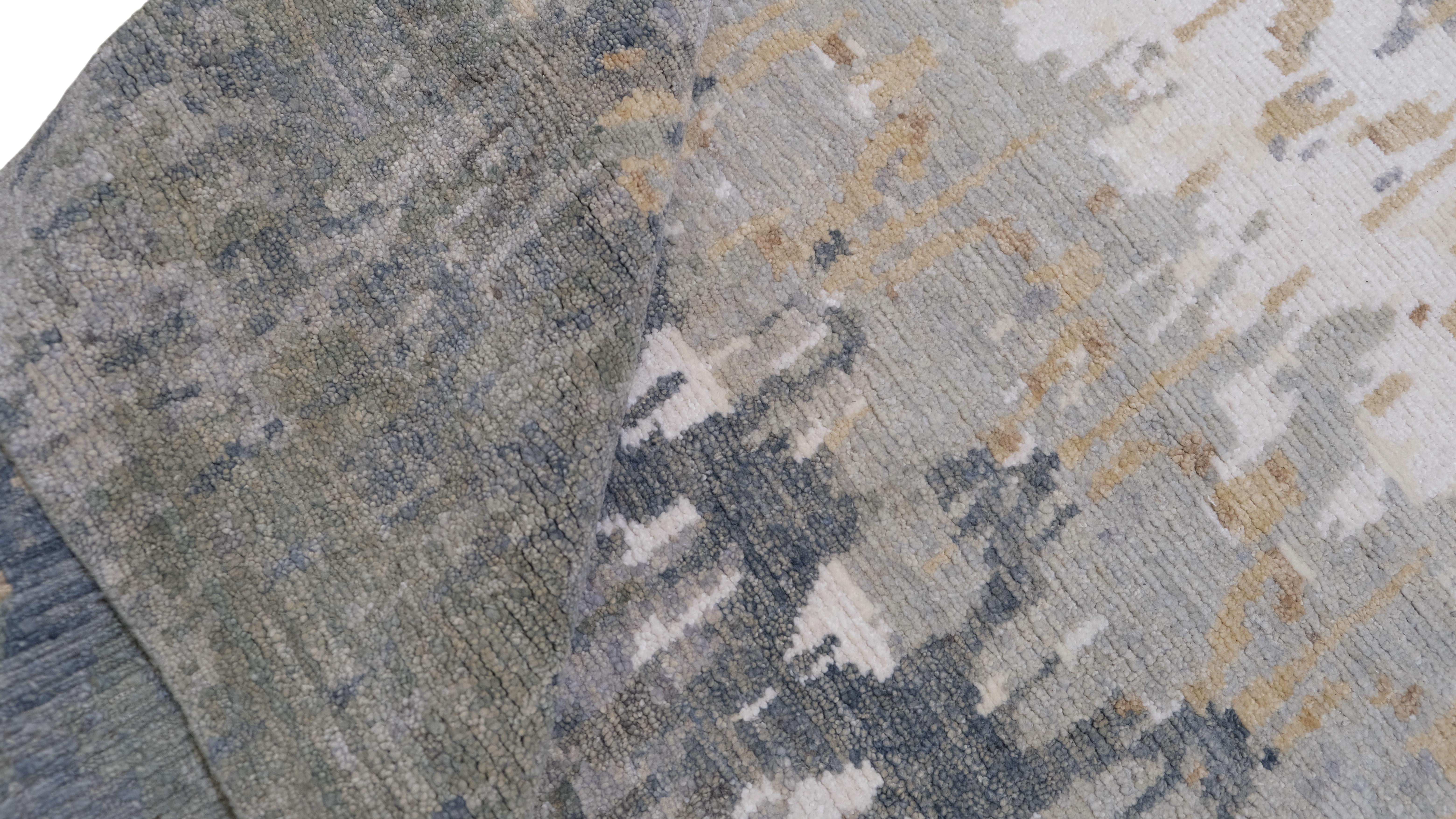 Moderne Tapis Spanifornia transitionnel en laine texturée 9'x12'2'' en vente