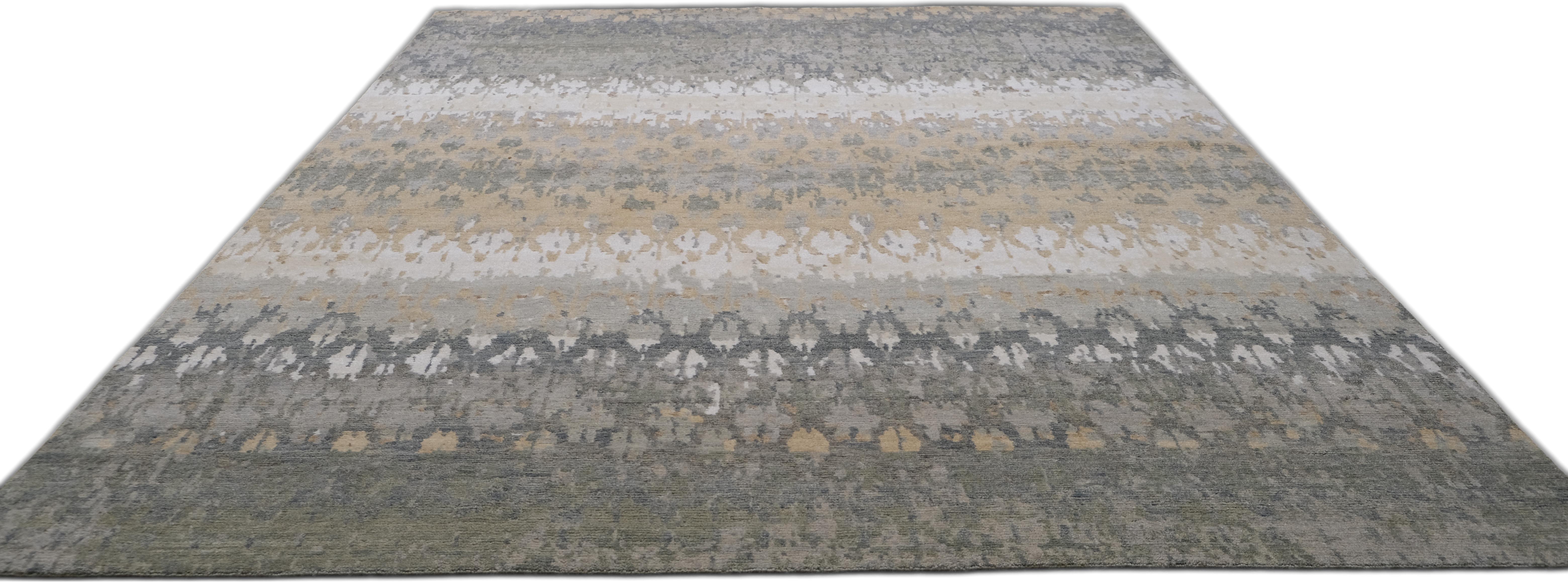 Noué à la main Tapis Spanifornia transitionnel en laine texturée 9'x12'2'' en vente
