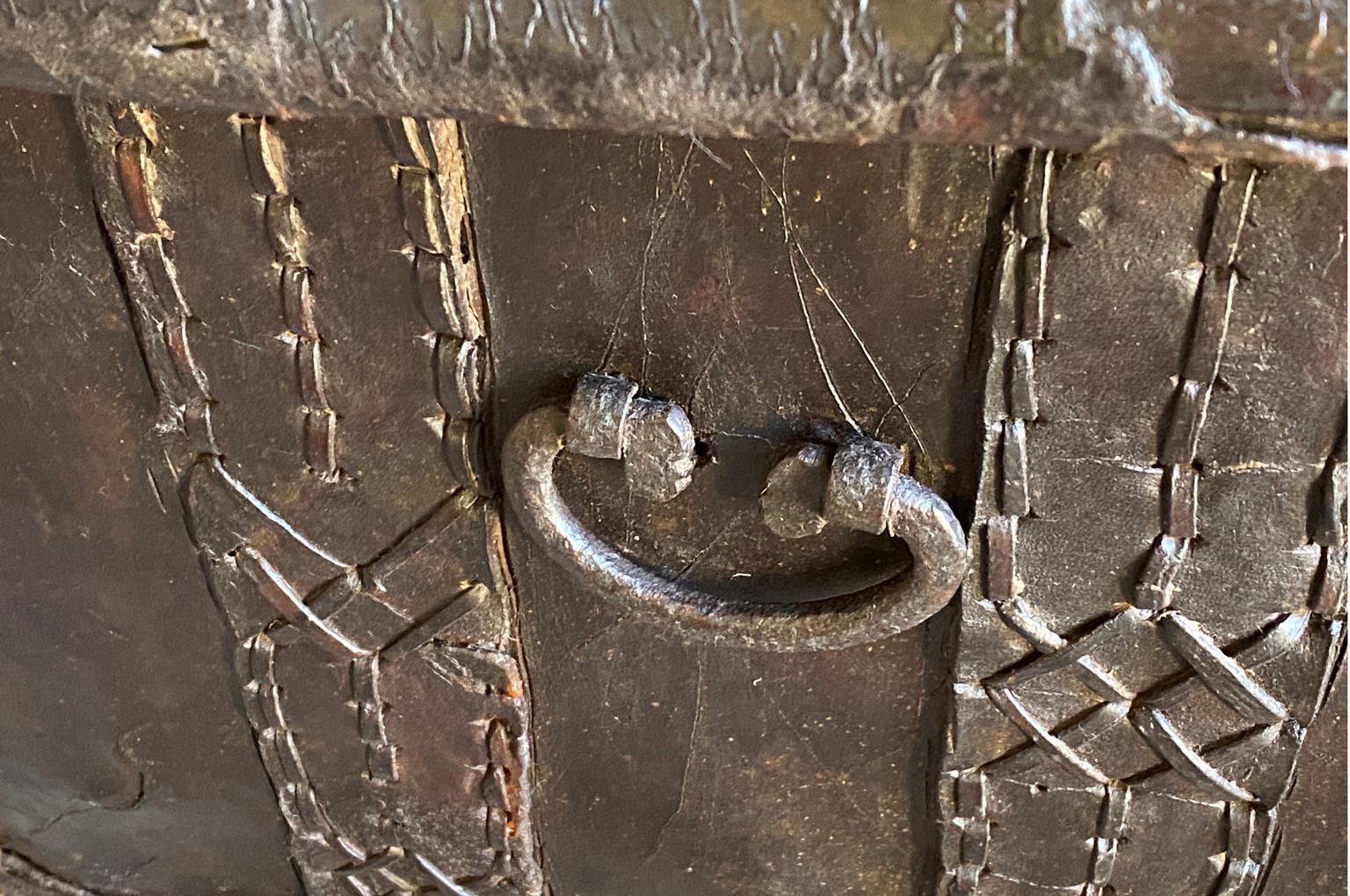 Spanish 16th Century Leather Malle, Trunk For Sale 9