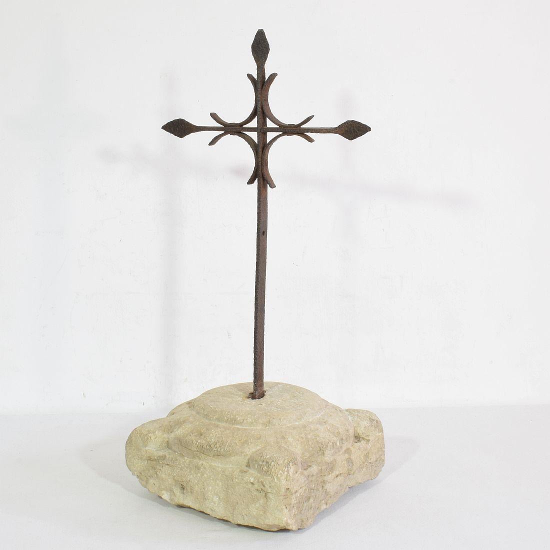 beautiful hand forged iron cross that once stood in the centre of a Spanish village.
Spain, circa 1650-1750. Weathered and small losses.