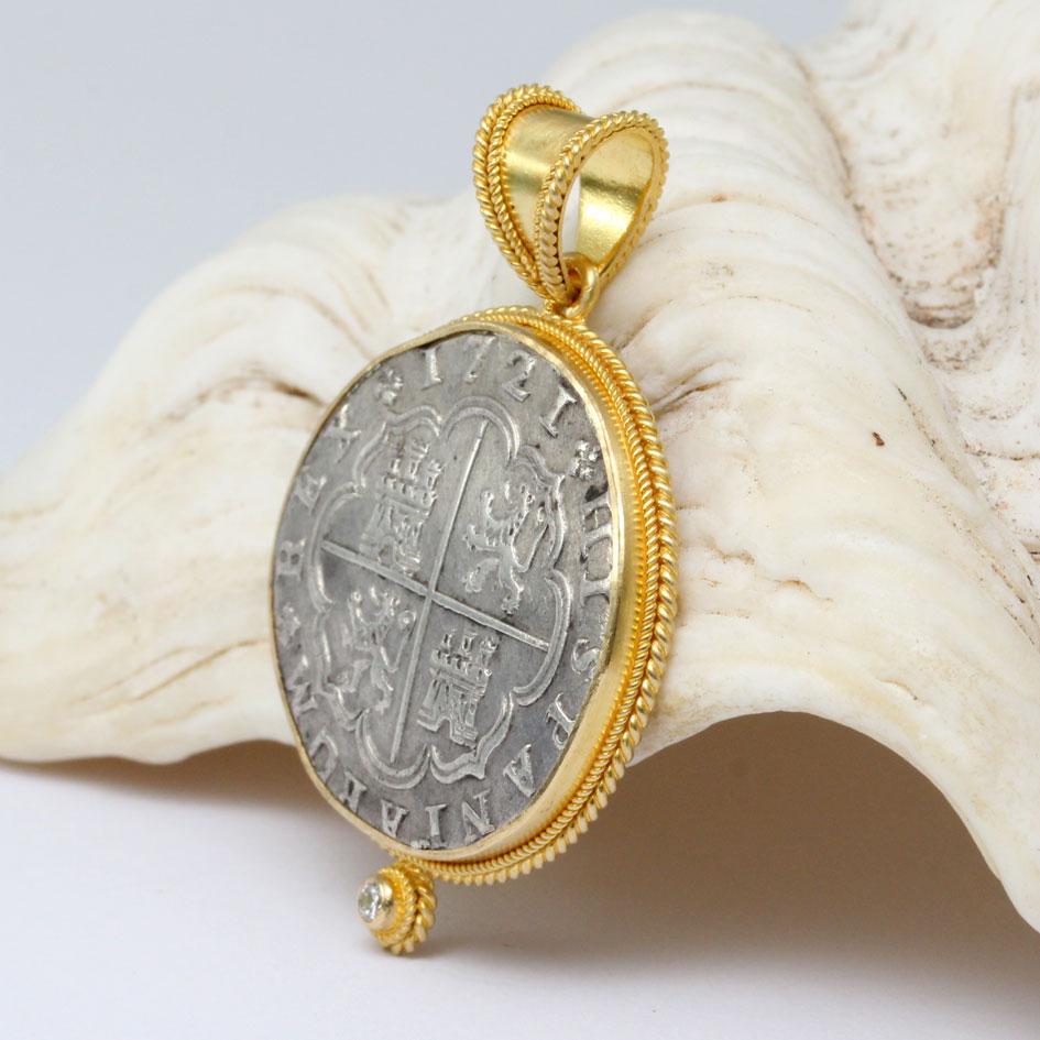 spanish gold coin pendant