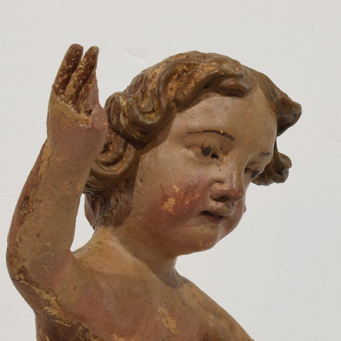 Angelo barocco spagnolo del XVII/XVIII secolo intagliato a mano in legno in vendita 9