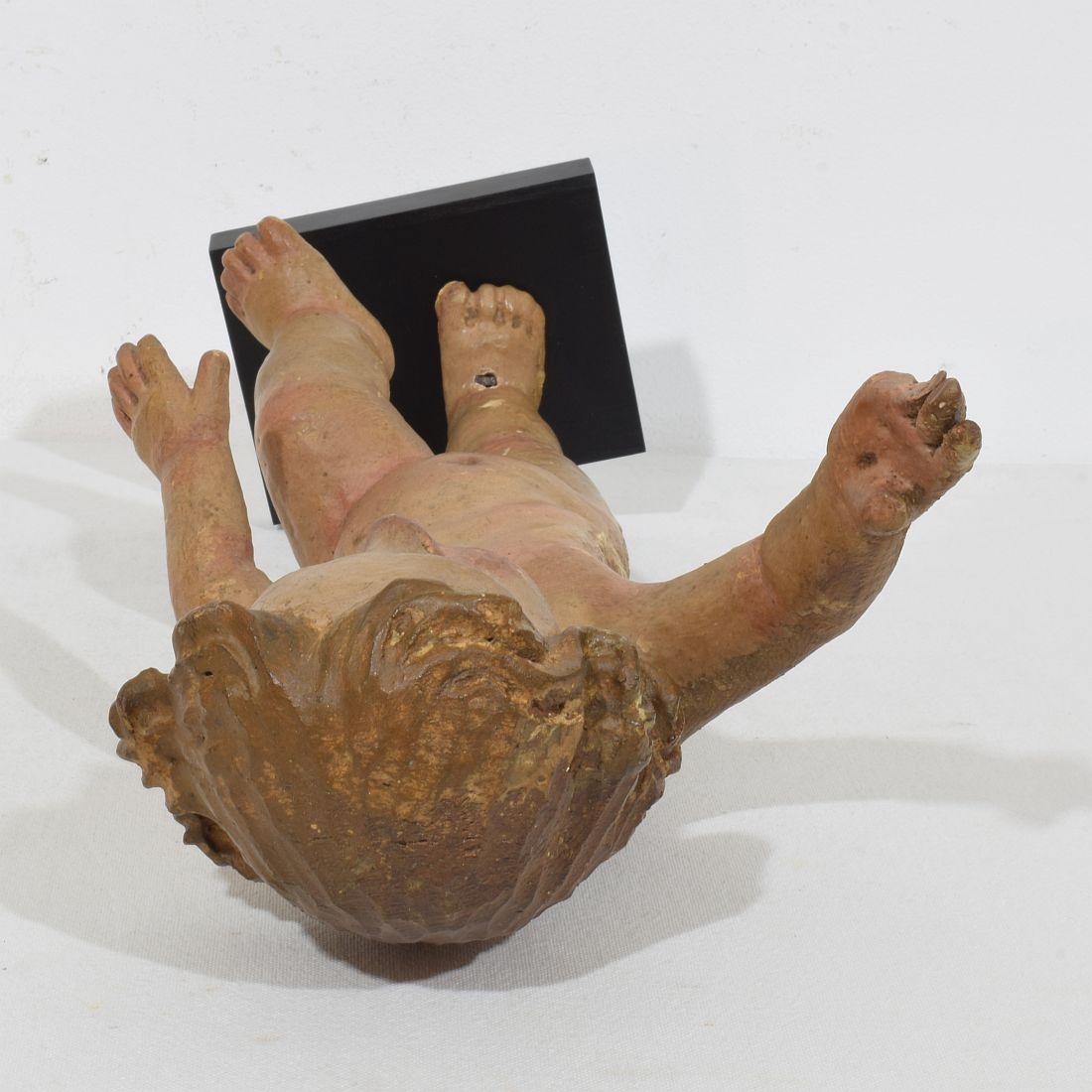 Angelo barocco spagnolo del XVII/XVIII secolo intagliato a mano in legno in vendita 11