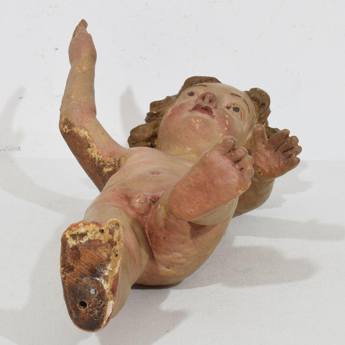 Angelo barocco spagnolo del XVII/XVIII secolo intagliato a mano in legno in vendita 12