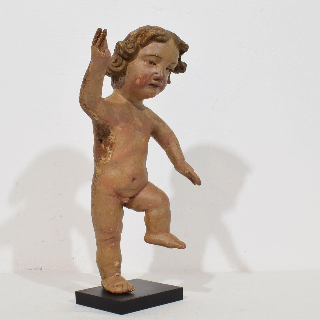 Barocco Angelo barocco spagnolo del XVII/XVIII secolo intagliato a mano in legno in vendita