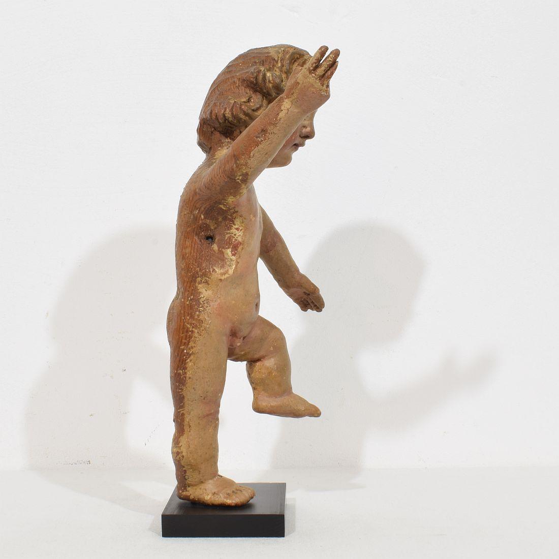 Spagnolo Angelo barocco spagnolo del XVII/XVIII secolo intagliato a mano in legno in vendita