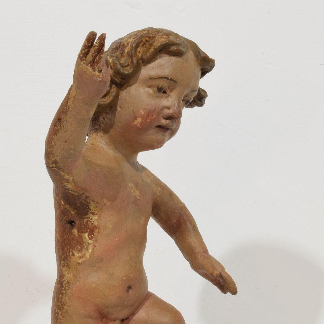 Angelo barocco spagnolo del XVII/XVIII secolo intagliato a mano in legno in vendita 1