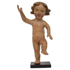 Angelo barocco spagnolo del XVII/XVIII secolo intagliato a mano in legno
