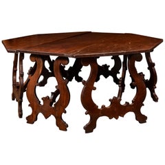 Spanish 17th Century Carlos II Style Dark Walnut Hexagonal Centre Table