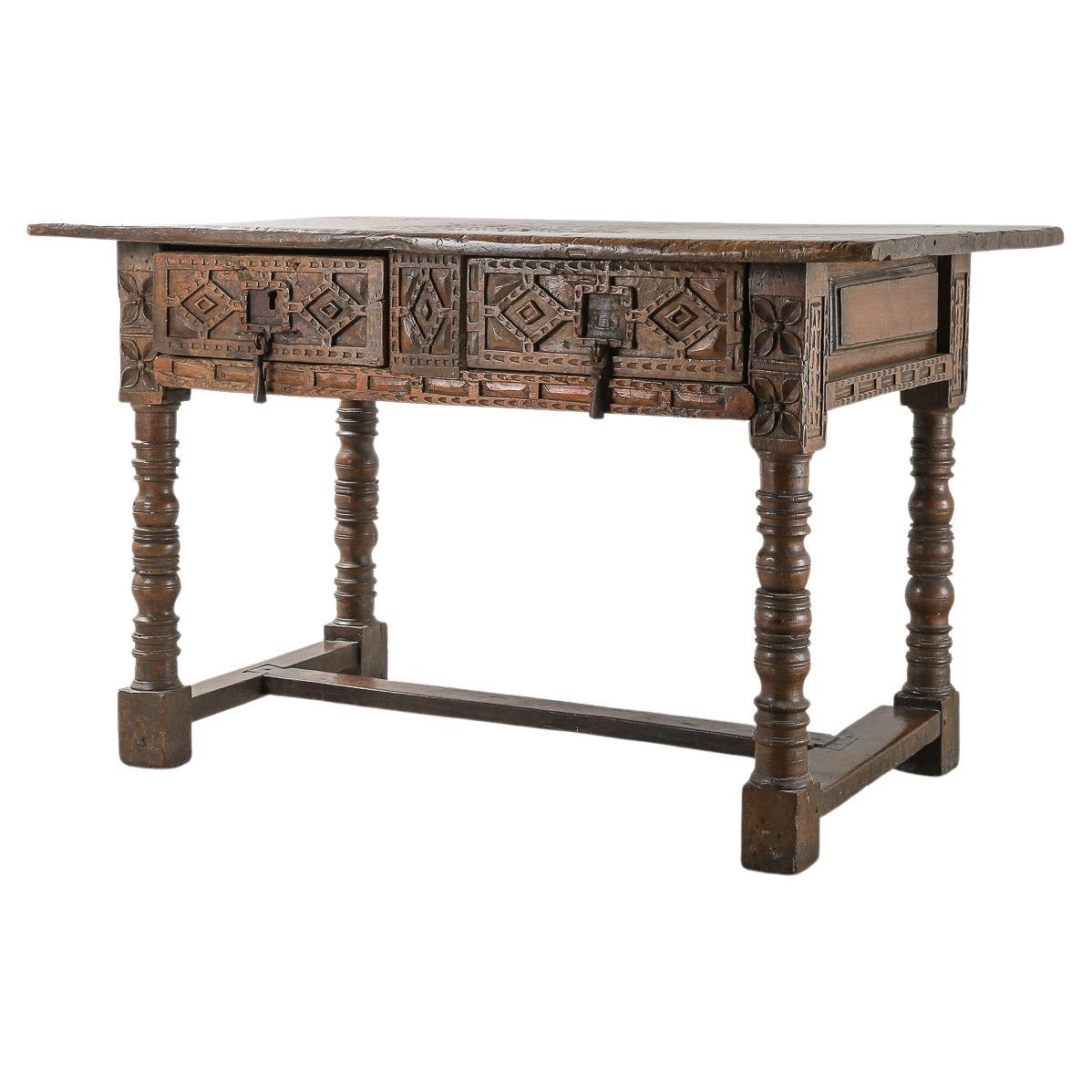 Spanish 17th Century Carved Desk For Sale