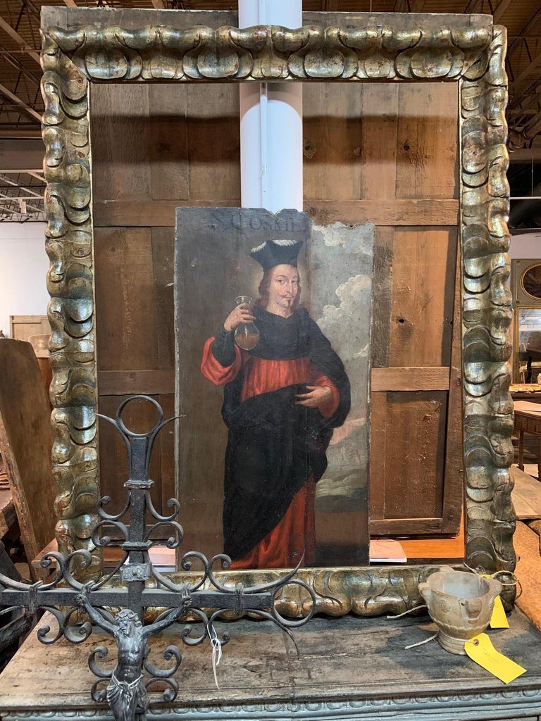 A truly stunning 17th century Frame from Barcelona crafted from wood and carved with trimmed acanthus leaves and gilded. Magnificent to house a painting or install a mirror.