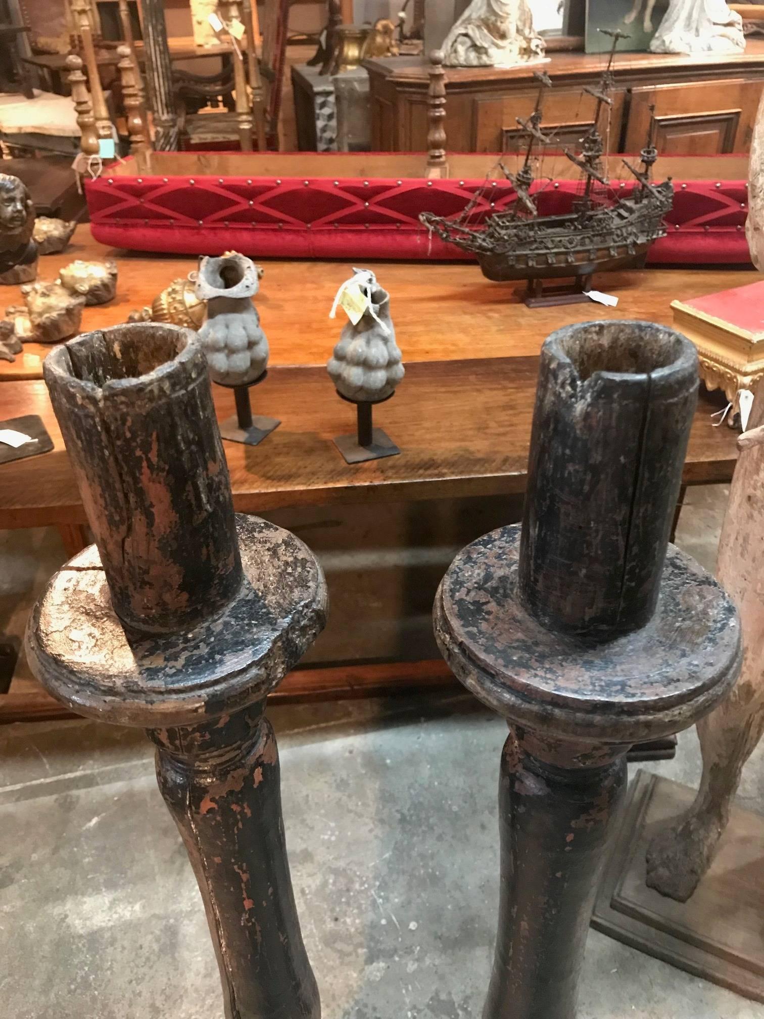 Spanish 17th Century Large Candle Prickets, Altar Torcheres 1