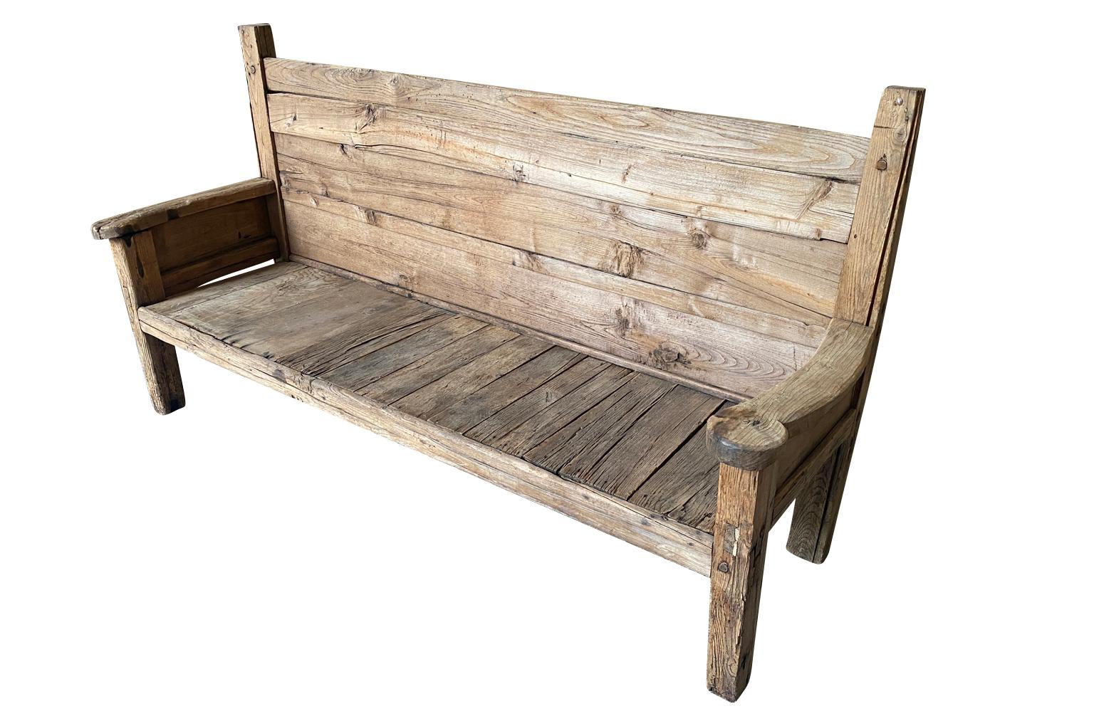 18th Century and Earlier Spanish 17th Century Rustic Bench For Sale