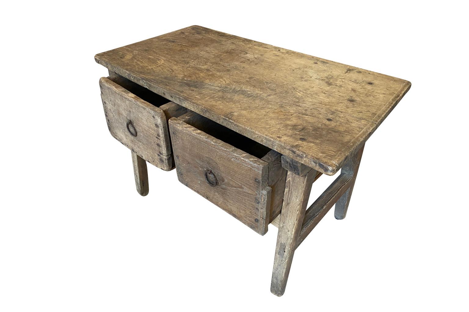 Chestnut Spanish 17th Century Rustic Side Table