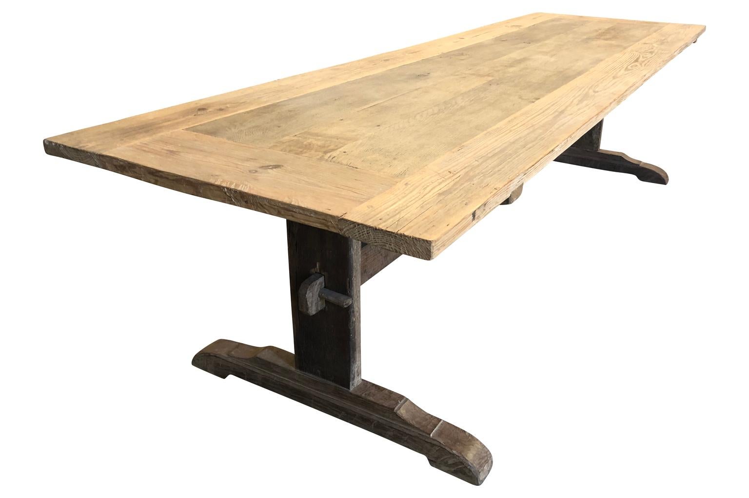 Spanish 17th Century Style Trestle Table In Good Condition In Round Top, TX