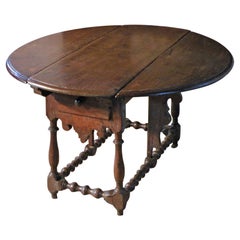 Spanish 17th Century Walnut and inlaid Drop-Leaf Table