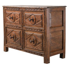 Spanish 17th Century Walnut Cabinet with Detailed Iron Handles