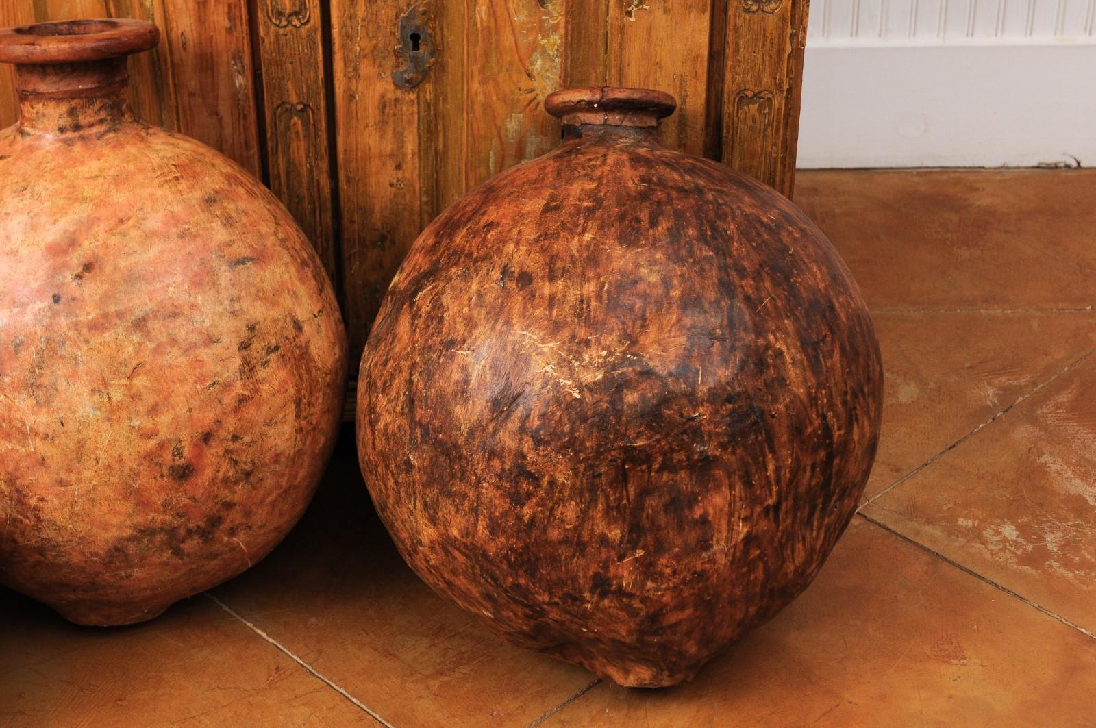 19th Century Spanish 1830s Rustic Wine or Olive Oil Jugs with Distressed Patina, Sold Each For Sale