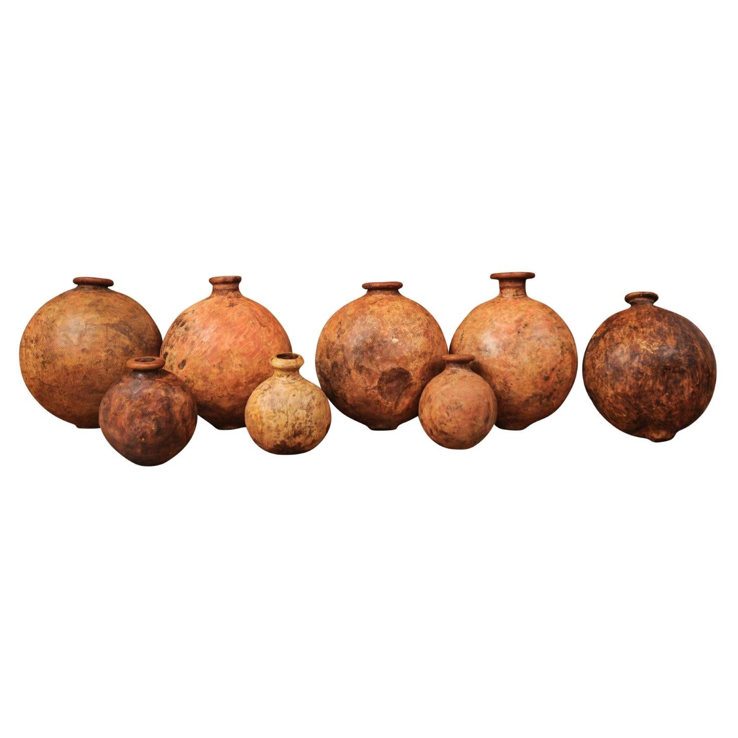 Pichets à huile espagnols rustiques des années 1830 pour vin ou olives avec patine vieillie, vendus chacun