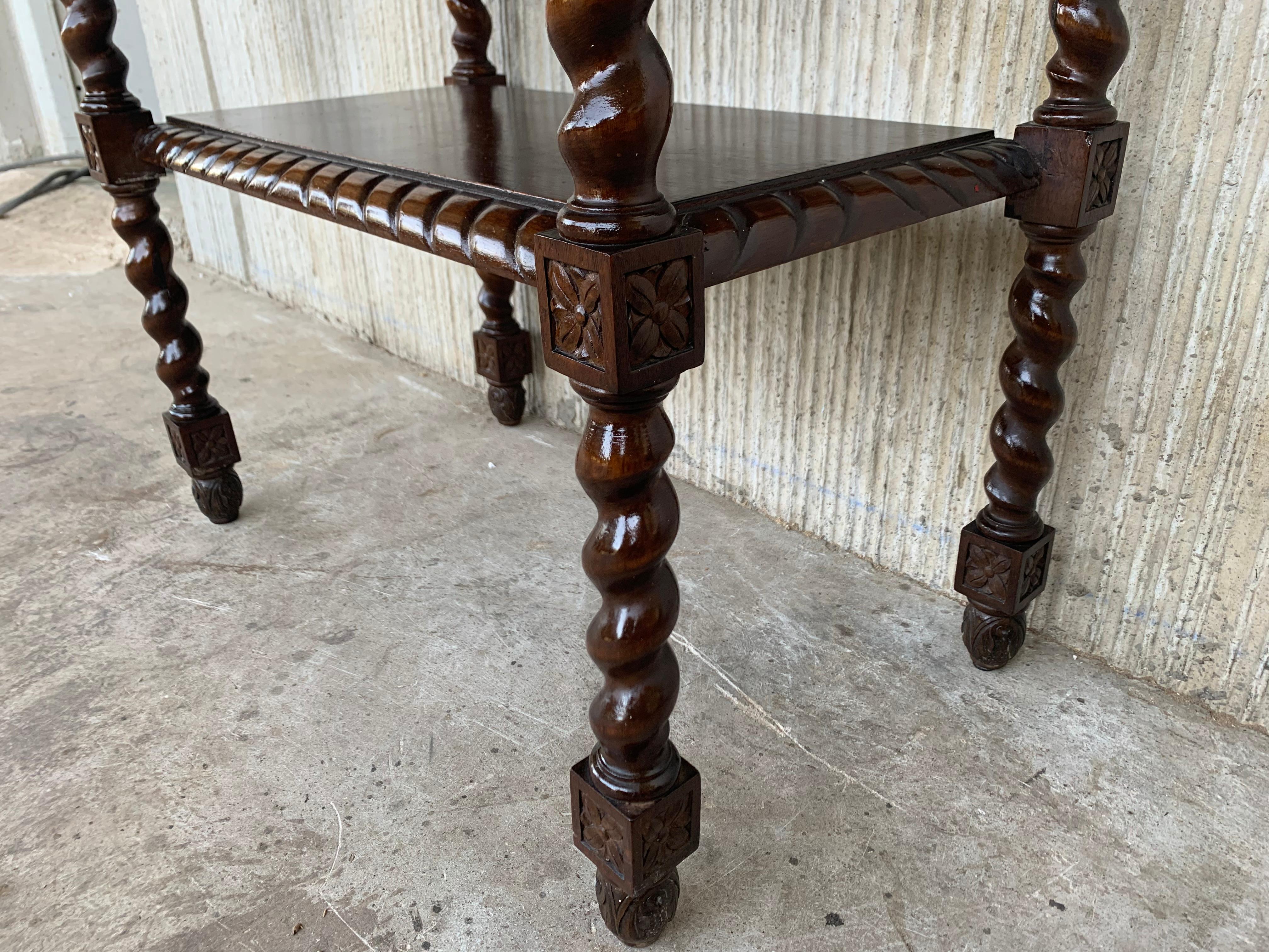 Spanish 1880s Walnut Carved Side Table with Low Shelve 5
