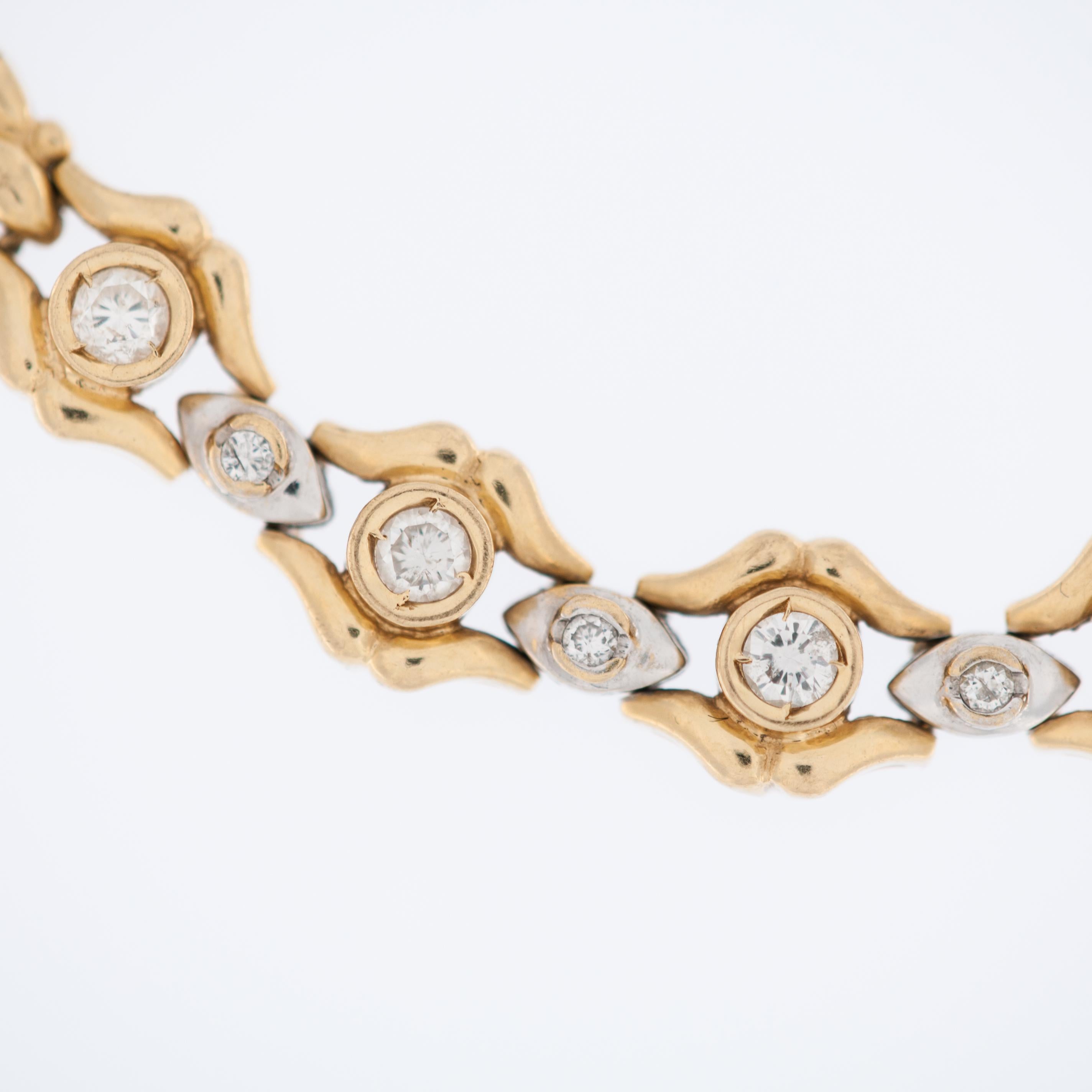 Artisan Spanish 18kt Gold Bracelet with Diamonds For Sale