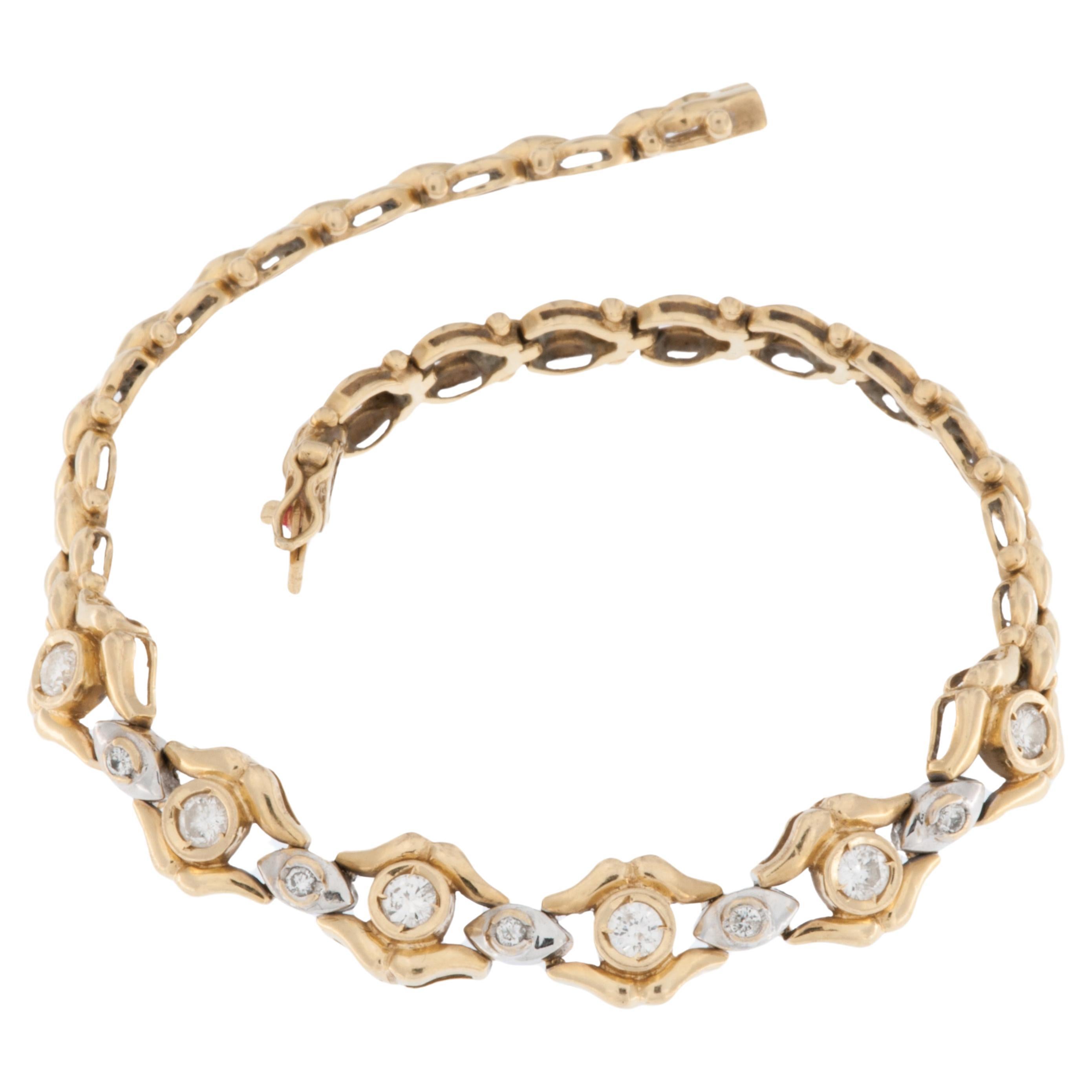 Spanish 18kt Gold Bracelet with Diamonds For Sale