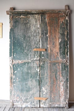 Spanish 18th Century Doors with Old Surround & Original Painted Blue/Green