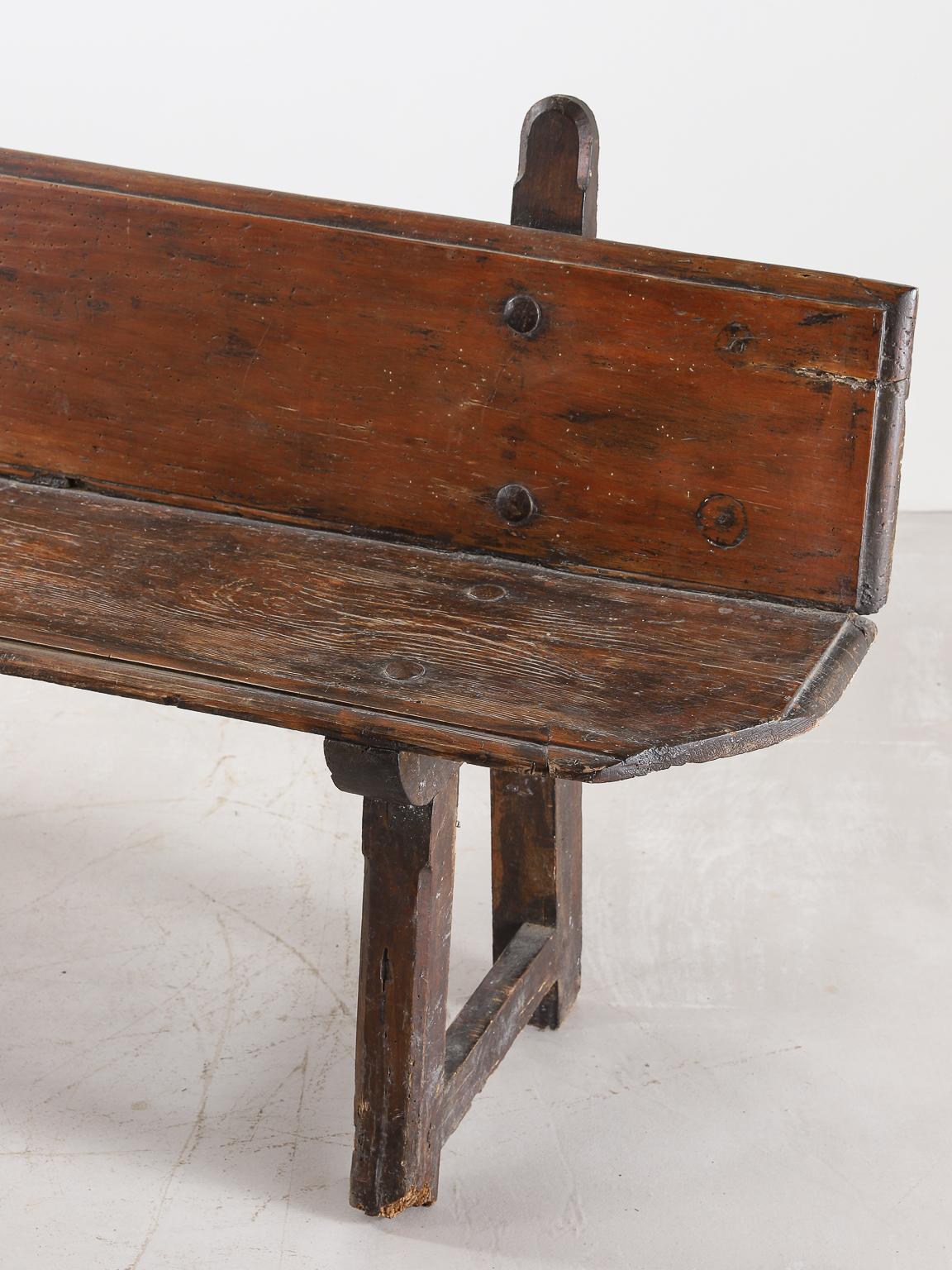 Spanish 18th Century Bench with Iron Rivets For Sale 1