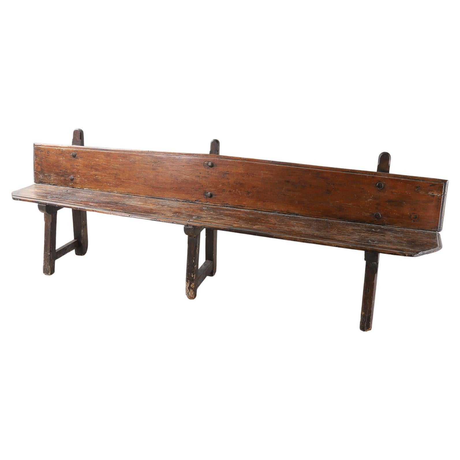 Spanish 18th Century Bench with Iron Rivets For Sale