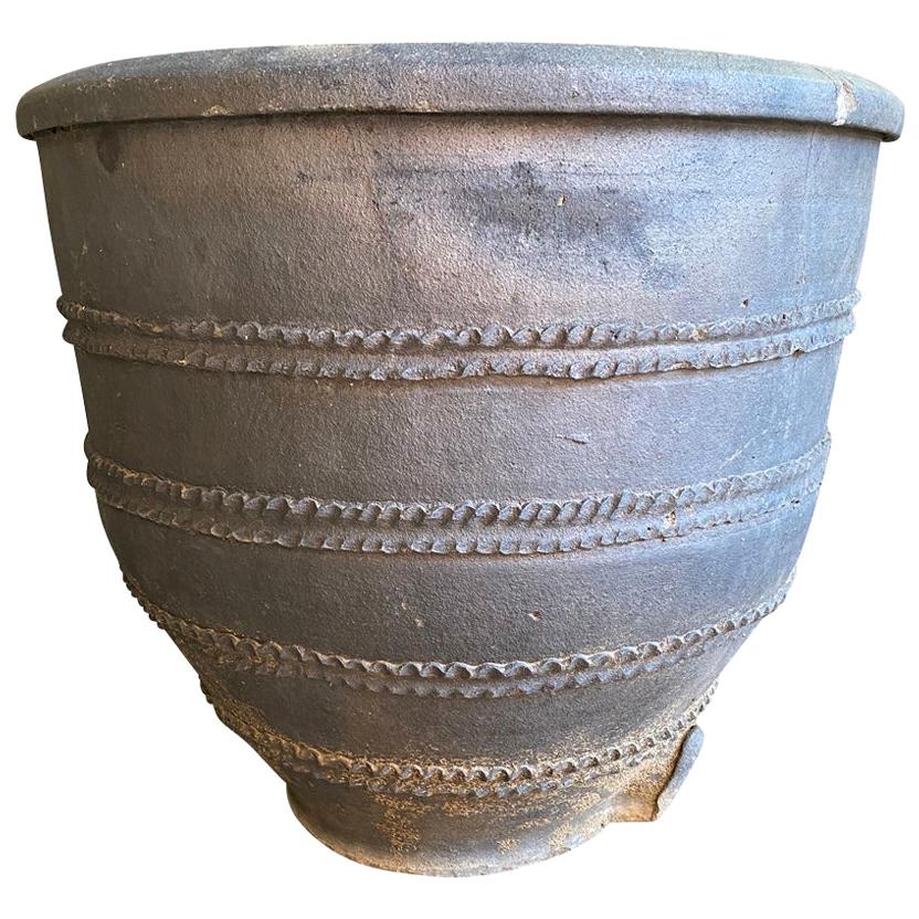 Spanish 19th Century Black Terracotta Urn, Planter For Sale