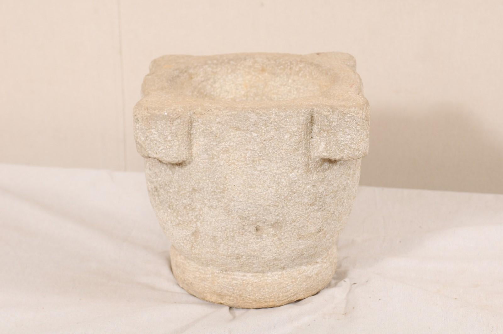 Spanish 18th Century Carved Stone Mortar 1