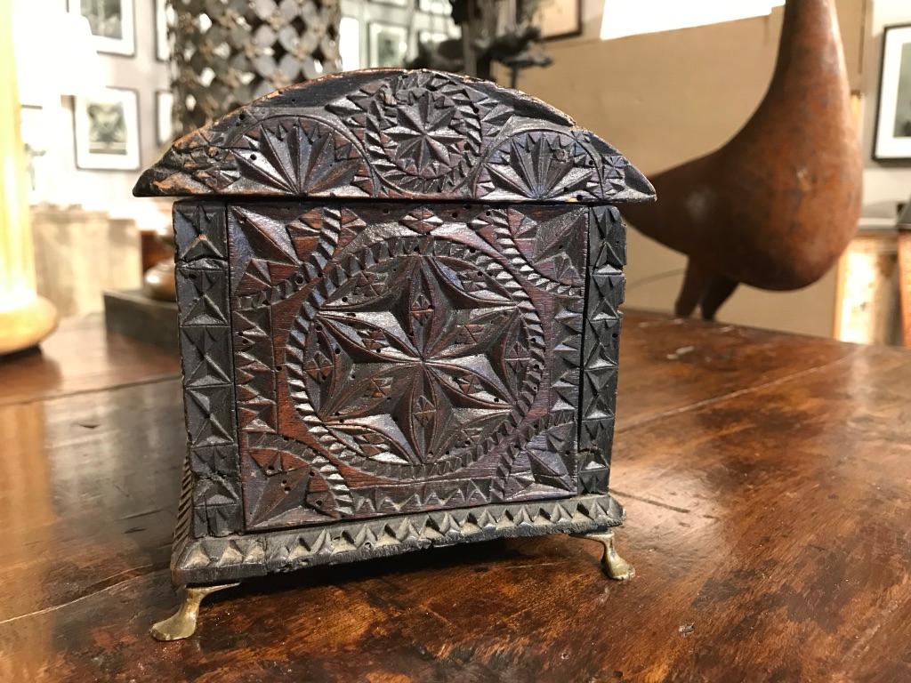 Spanish 18th Century Carved Walnut Box Dated 1740 In Good Condition In Stamford, CT