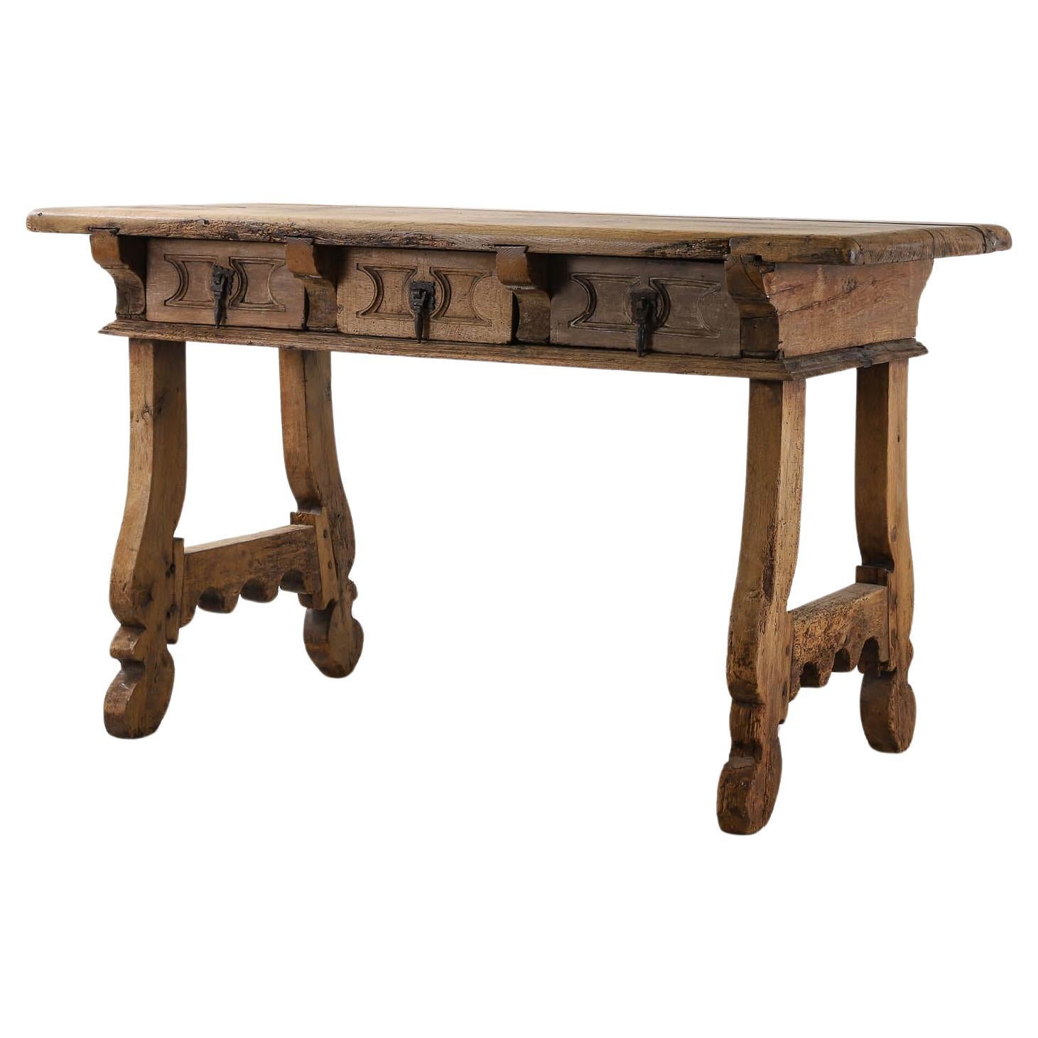 Spanish 18th Century Carved Walnut Table For Sale