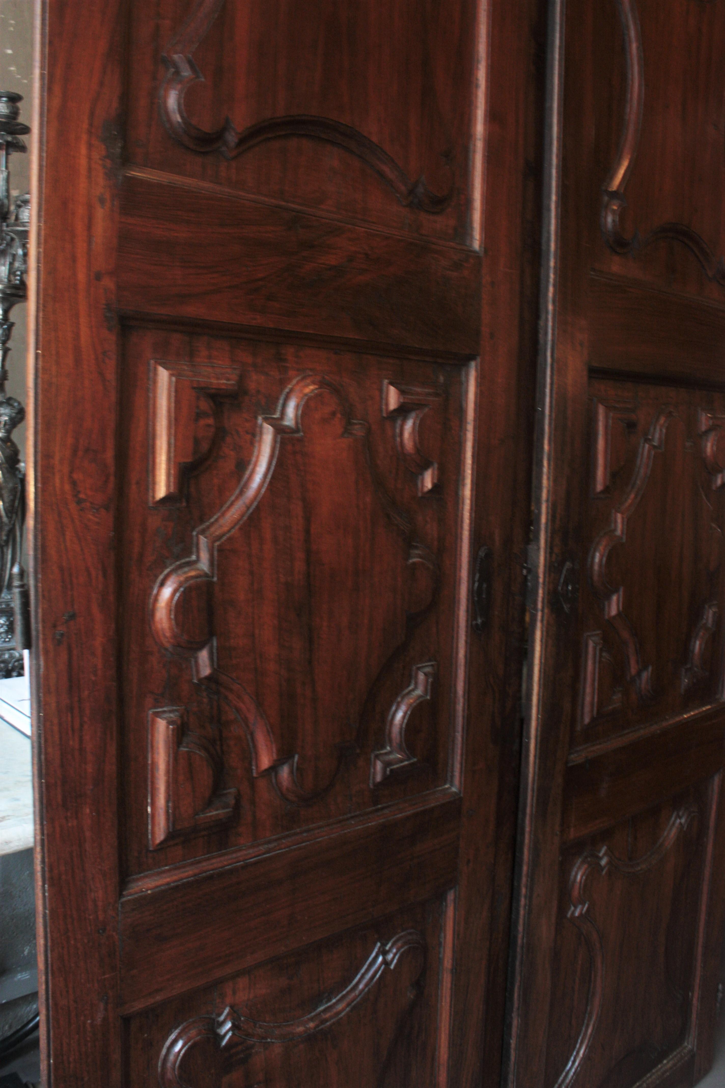 Single Left Side Carved Walnut Wood Door 1