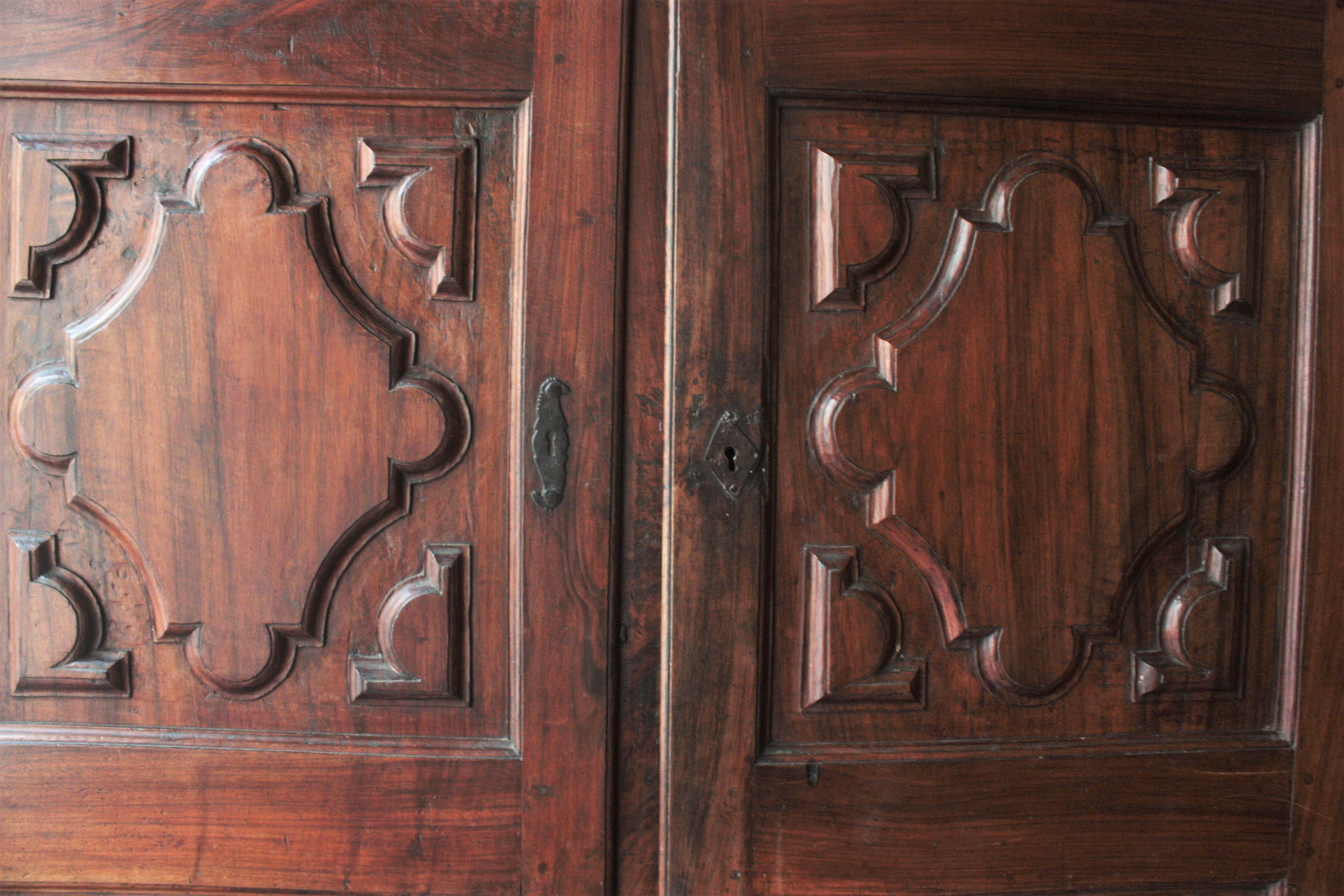Special listing for US client: We are selling left side door.

Outstanding carved wood armoire doors. Spain, 18th century.
Beautiful displayed as a wall decoration or as custom made doors in a main room. Also interesting to be used as doors in a